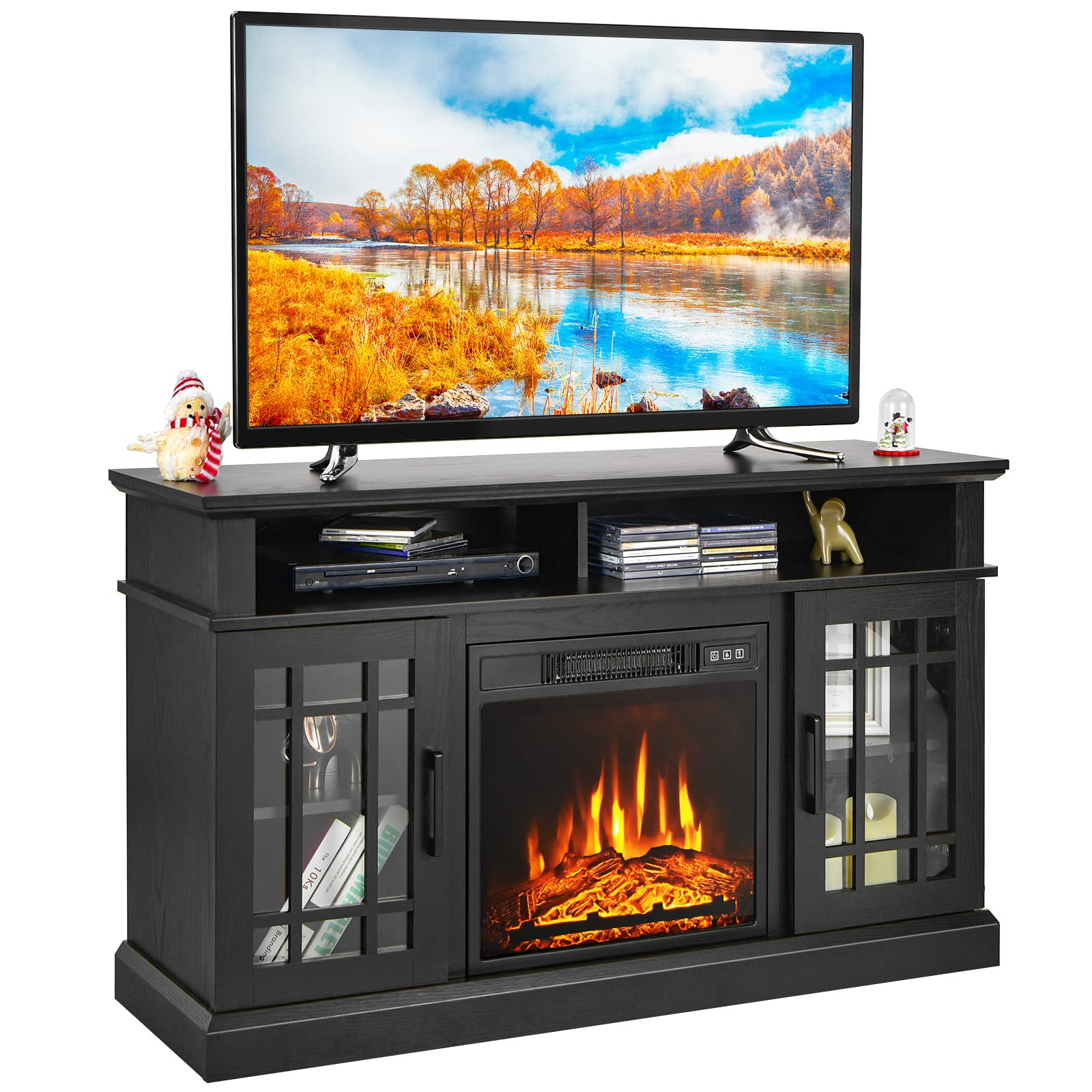 Electric Fireplace TV Stand for TVs Up to 50 Inch - Tangkula